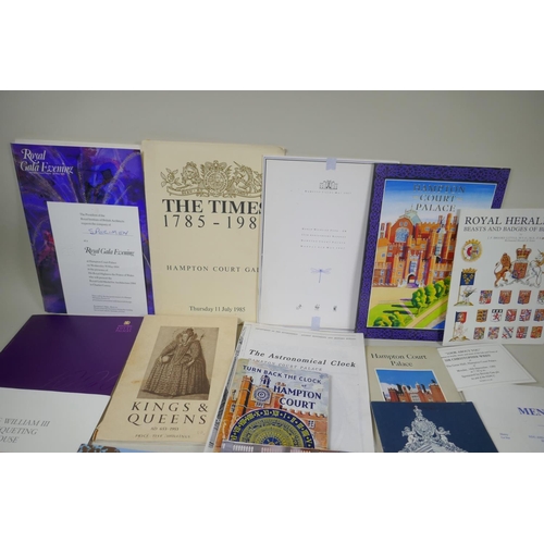 37 - A quantity of Hampton Court Palace related ephemera to include banquet invitations, seating charts a... 