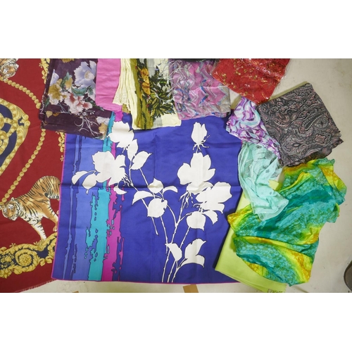 62 - A large quantity of silk, linen, lace and other decorative scarves