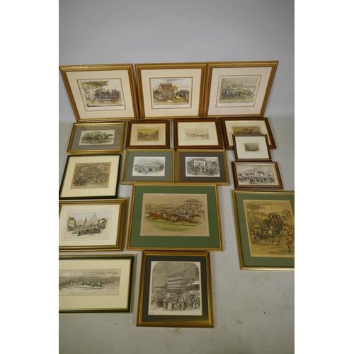 818 - A collection of steel plate engravings and others, of Epsom Derby and Epsom town, largest 41 x 47cm