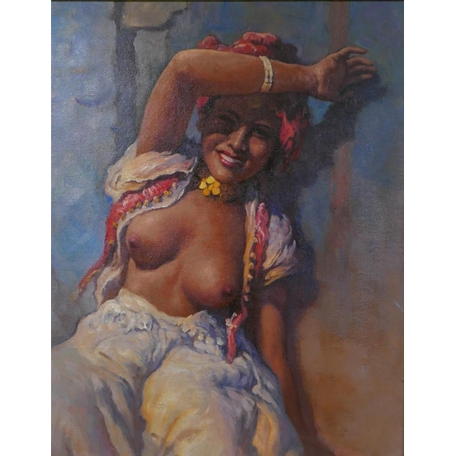 841 - After Adam Styka, (Polish, 1890-1950), arab woman, oil on canvas, 36 x 43cm