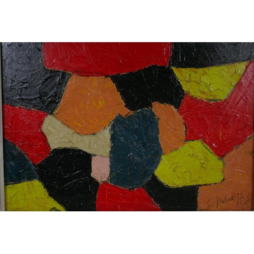 843 - After Serge Poliakoff, (Russian, 1900-1969), abstract oil on canvas, 70 x 50cm