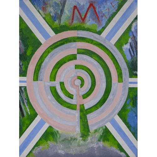 846 - Mike Geary, Maze, labelled verso, oil on canvas, 71 x 92cm