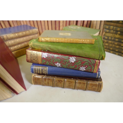 85 - A collection of leather bound soft cover antique books, c.1900, novels by Walter Scott, Melville, Du... 