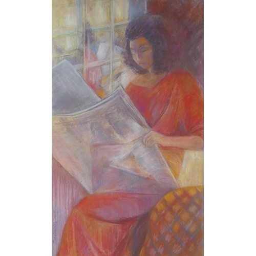 850 - Susan Sonnenberg, C20th, The Reader, 1986, pastel on paper, 28 x 48cm