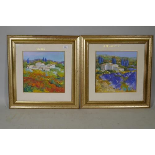 856 - Philippe Janin, Scene of Provence, a pair of prints in gilt frames, 33 x 33cm