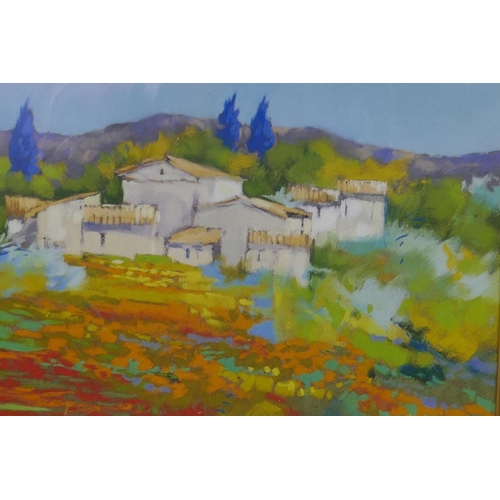 856 - Philippe Janin, Scene of Provence, a pair of prints in gilt frames, 33 x 33cm