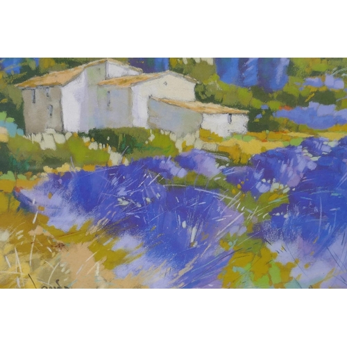 856 - Philippe Janin, Scene of Provence, a pair of prints in gilt frames, 33 x 33cm