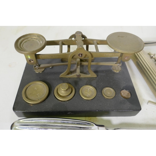 87 - A set of E. Mordan & Co scales and weights and various surgical instruments