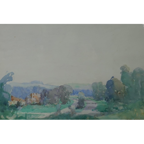 872 - William Lee Hankey, (British, 1869-1952), Findon By-Pass, pair of landscapes, watercolours, 38 x 28c... 