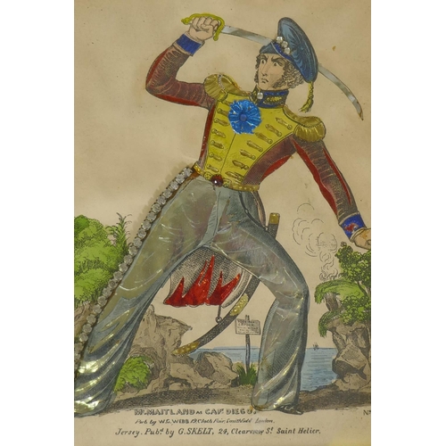 899 - C19th tinsel print, Mr Maitland as Capt. Diego, No. 12, a hand coloured theatrical print with foil a... 