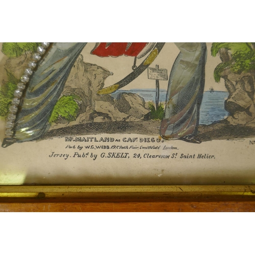 899 - C19th tinsel print, Mr Maitland as Capt. Diego, No. 12, a hand coloured theatrical print with foil a... 