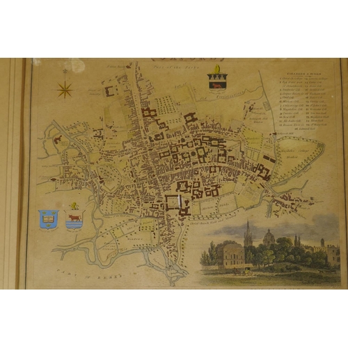 904 - C19th and later maps: Cantebrigia - Cambridge, after Braun and Hogenberg, 24 x 18cm; Oxford, after G... 