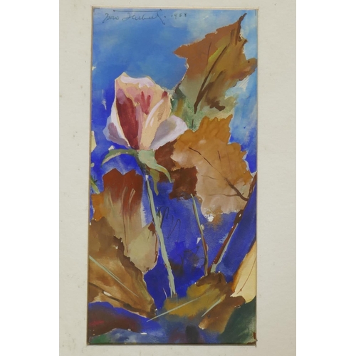 907 - Jaro Hilbert, study of autumn leaves, signed and dated 1968, watercolour, 10 x 20cm