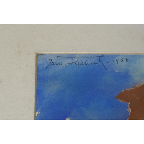 907 - Jaro Hilbert, study of autumn leaves, signed and dated 1968, watercolour, 10 x 20cm