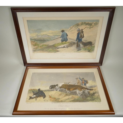 914 - After Richard Ansdell, (British, 1815-1885), Rabbit and Black Game, two hand coloured engravings by ... 