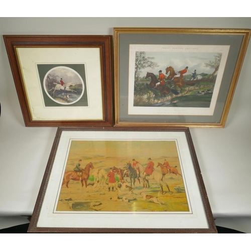 917 - Three vintage hunting prints including The Right and the Wrong Sorts, by H. Alken, largest 50 x 36cm