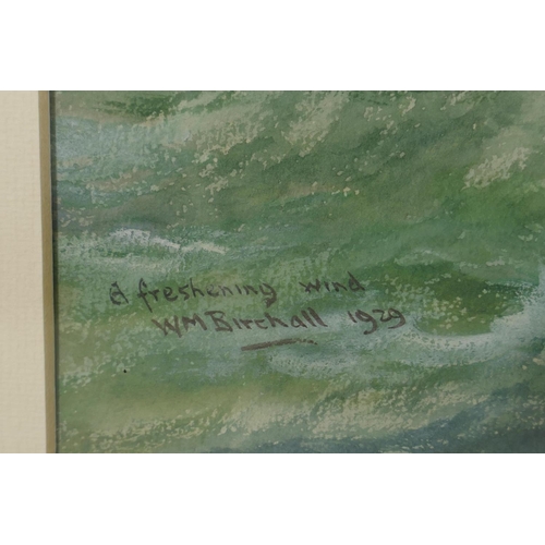 924 - William Minshall Birchall, A Freshening Wind, signed, titled and dated 1929, watercolour, 25 x 35cm