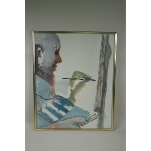 932 - After Picasso, (Spanish, 1881-1973), The Painter at Work, framed print, 48 x 60cm