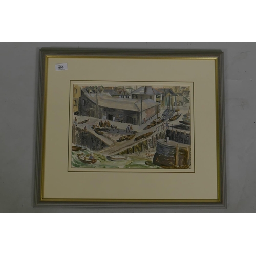 938 - Sylvia Bergin Rowley, (1904-1999), Slipway, signed and dated 1947, gouache, 37 x 26cm