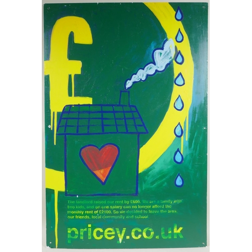 949 - Tinsel Edwards, (British), Signs of the Times (Pricey), mixed media on an estate agent's sign, displ... 