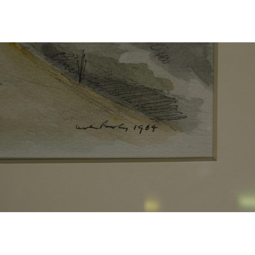 966 - Owen Rowley, The Dunes, West Beach, signed and dated 1964, pen and watercolour, 37 x 26cm