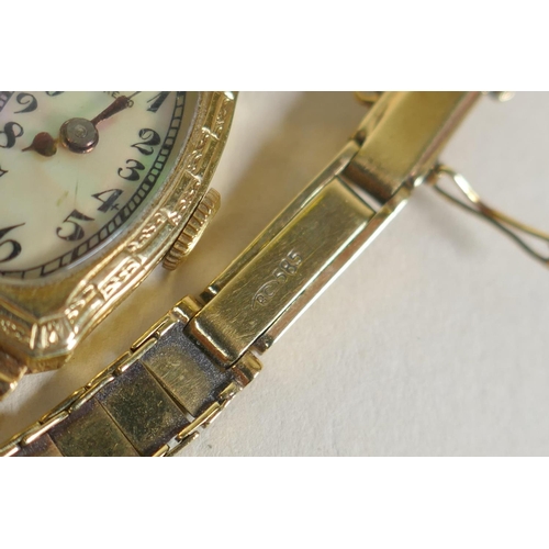 646 - A vintage Swiss 14ct gold Freco lady's cocktail watch with abalone dial and enamelled Arabic numeral... 