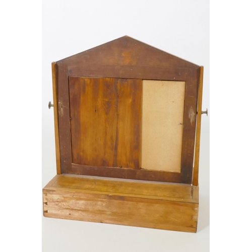 1011 - An early C19th Scandinavian inlaid satin birch toilet mirror with single drawer, 36 x 22 x 42cm