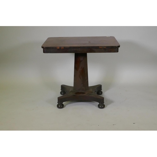 1022 - William IV mahogany pedestal table, raised on an octagonal shaped column and platform base with bun ... 