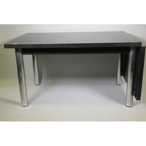 1056 - A vintage Marcel Breuer Cesca table for Habitat, black ash finish with chrome supports, 90 x 136cm, ... 