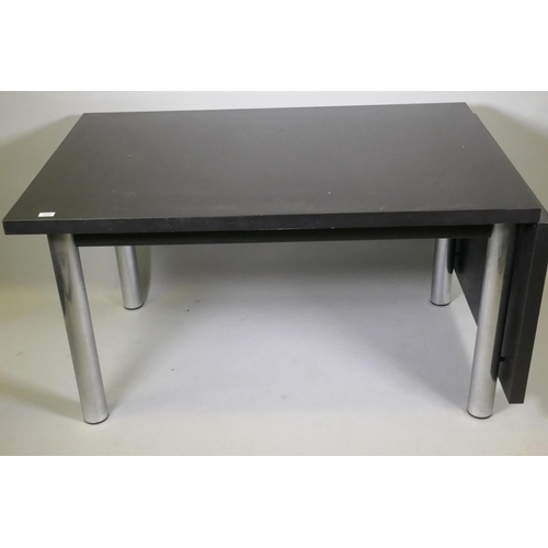 1056 - A vintage Marcel Breuer Cesca table for Habitat, black ash finish with chrome supports, 90 x 136cm, ... 