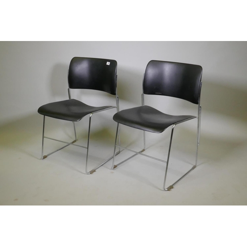 1065 - A pair of vintage 40/4 chairs designed by David Rowland for GF Business furniture, labelled to base