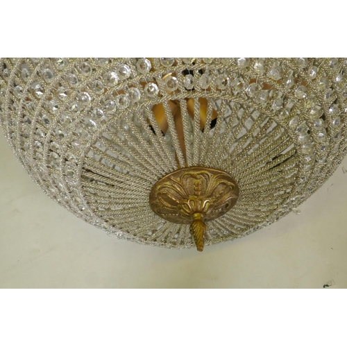 1101 - A pair of French Empire style pendant chandeliers, 110cm drop