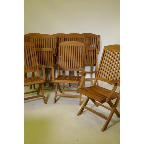 1104 - A set of eight Regency teak folding garden chairs