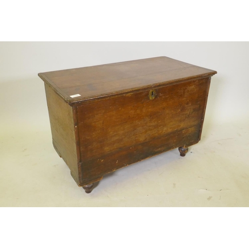 1117 - A C19th oak blanket box, with historic adaptions, 81 x 43cm, 54cm high