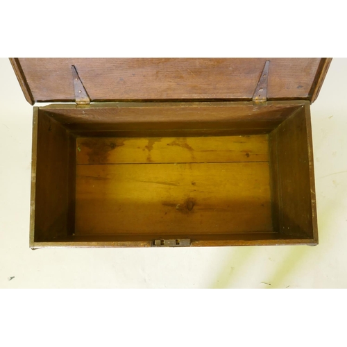 1117 - A C19th oak blanket box, with historic adaptions, 81 x 43cm, 54cm high