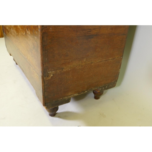 1117 - A C19th oak blanket box, with historic adaptions, 81 x 43cm, 54cm high