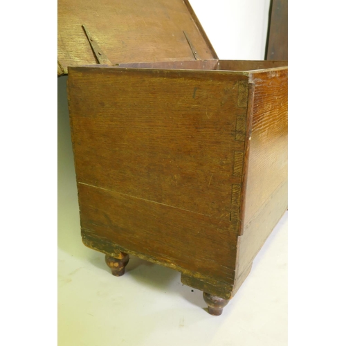 1117 - A C19th oak blanket box, with historic adaptions, 81 x 43cm, 54cm high