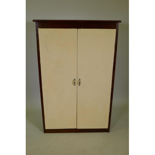 1119 - A mahogany shop display cabinet, with two doors to back and glass shelves, 80 x 39 x 124cm