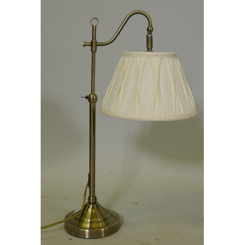 119 - A Dar lighting brushed steel table lamp with telescopic action, and pleated shade, 44 - 59cm high