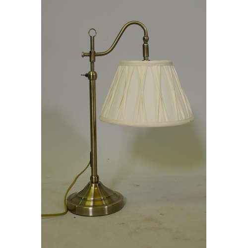 119 - A Dar lighting brushed steel table lamp with telescopic action, and pleated shade, 44 - 59cm high