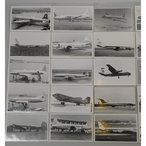 131 - A collection of black and white photographs of assorted aircraft, 14 x 9cm