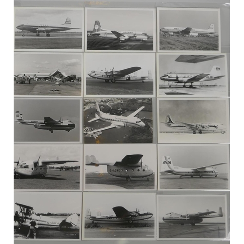 131 - A collection of black and white photographs of assorted aircraft, 14 x 9cm