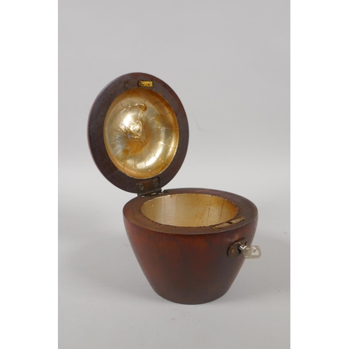 136 - A Georgian style fruitwood apple shaped tea caddy, 12cm high