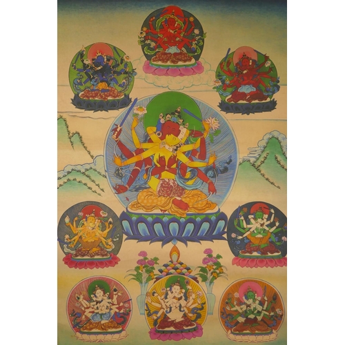 148 - A Sino Tibetan printed Thangka scroll, 60 x 88cm