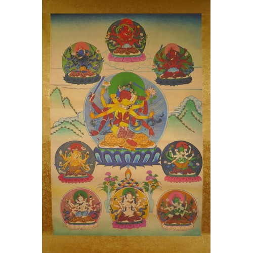 148 - A Sino Tibetan printed Thangka scroll, 60 x 88cm