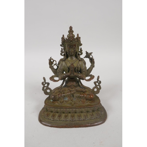 166 - A Tibetan bronze figure of Tara, 10cm high