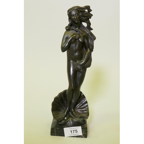 175 - A bronze figure of Venus after Botticelli, 29cm high