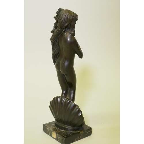 175 - A bronze figure of Venus after Botticelli, 29cm high