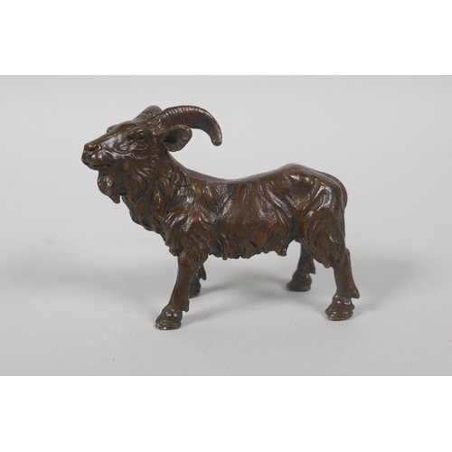 182 - A miniature bronze figure of a ram, 8cm