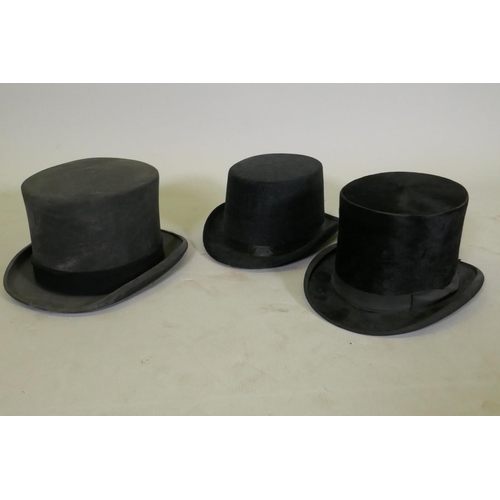 22 - A Battersby & Co London top hat, a Lock & Co of St James top hat, and a felt hat